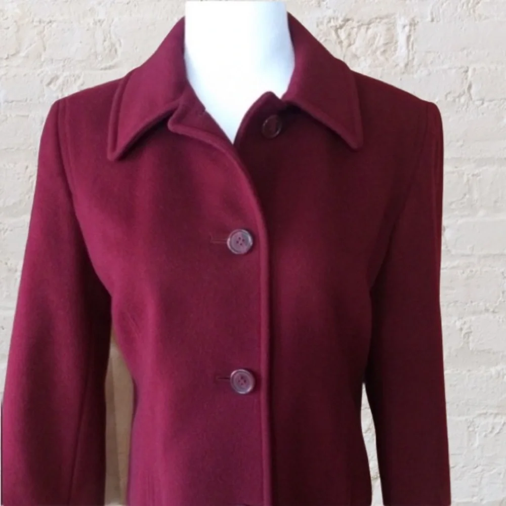 Liz Claiborne Wine Berry Lined Lambswool Coat - Picture 3 of 8